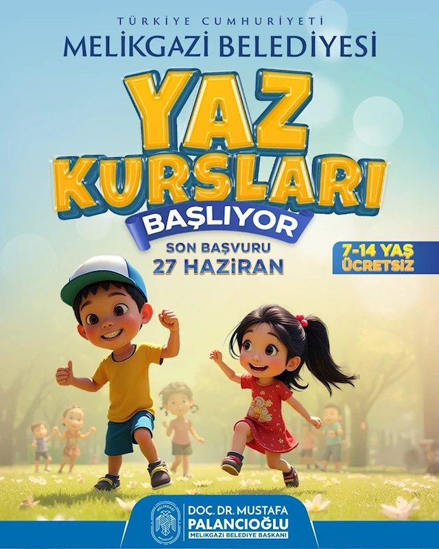 Melikgazi Belediyesi Yaz Kursları için son başvuru 27 Haziran
