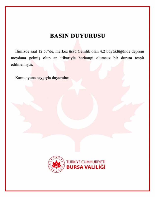 Bursa Valiliğinden deprem açıklaması: 