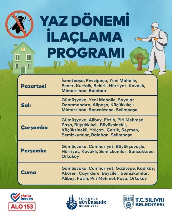 Silivri Belediyesi ilaçlama çalışmalarını sürdürüyor
