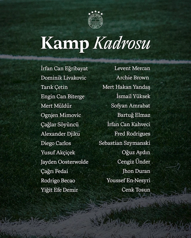 Fenerbahçe’nin Portekiz kampı kadrosu belli oldu

