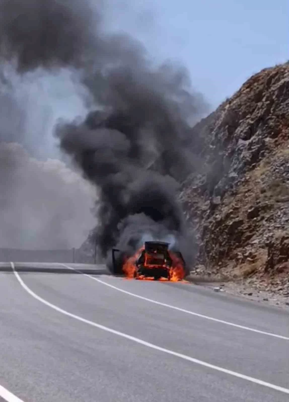 Adıyaman’da otomobil cayır cayır yandı
