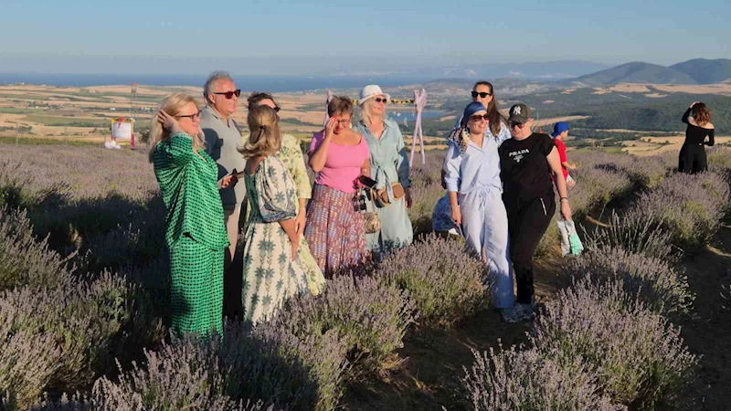 Rus turistler Tekirdağ’da mor lavanta tarlalarına hayran kaldı
