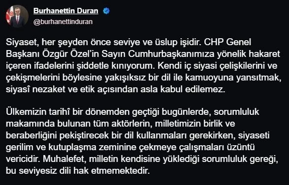 İletişim Başkanı Duran: 