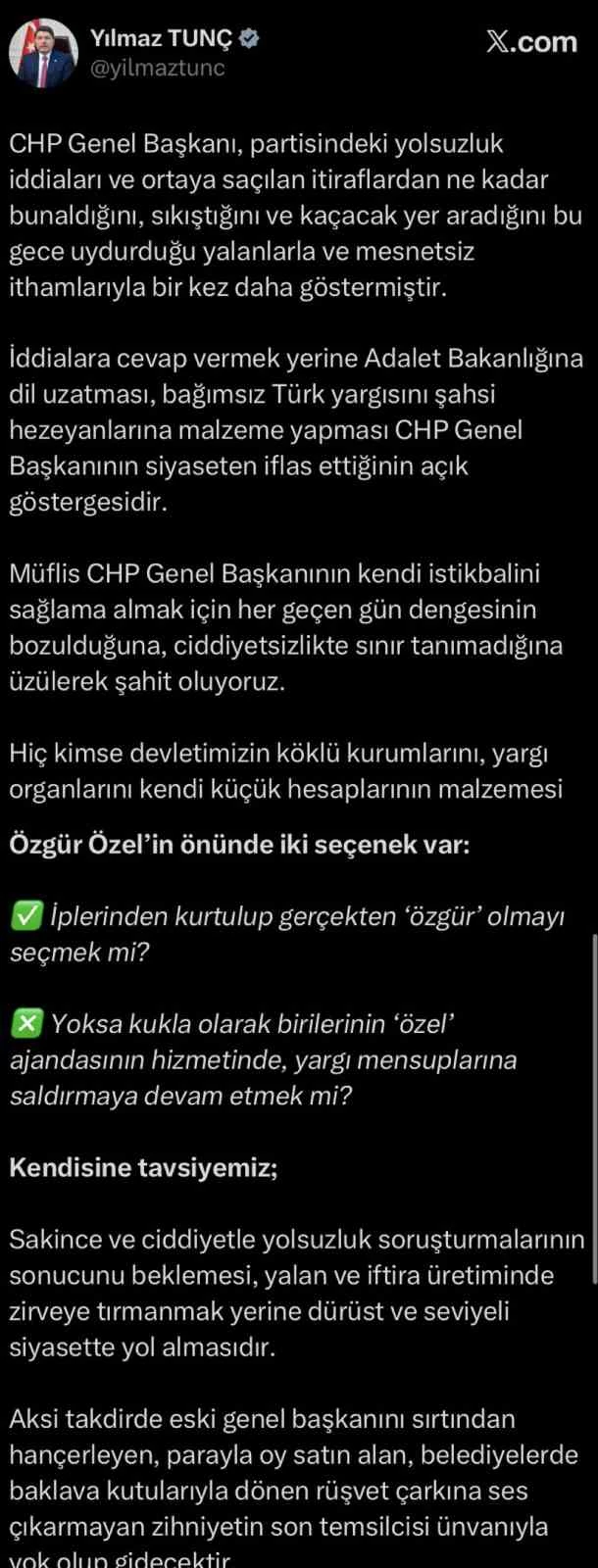 Bakan Tunç: 