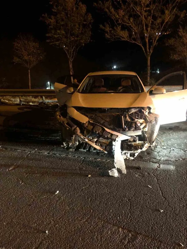 Mardin’de otomobil demir bariyerlere çarptı: 1 yaralı
